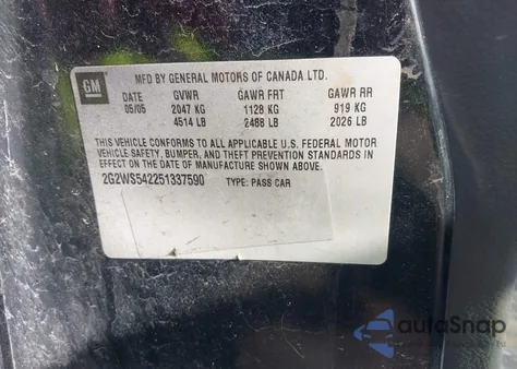 2005 Pontiac Grand Prix Gt из США, поврежденный, VIN 2G2WS542251337590